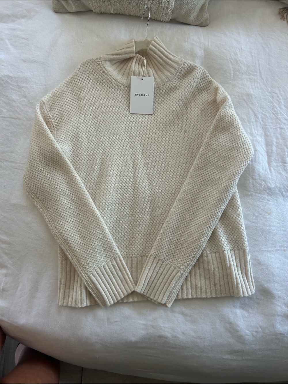 ** New with Tags - Everlane Wool Cashmere Stroopwafel Boxy Funnel - Cream